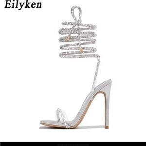 Silver Strappy High Heels for Women